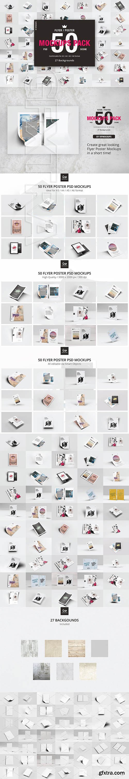 CreativeMarket - 50 Flyer Poster Mockups Pack 3051112