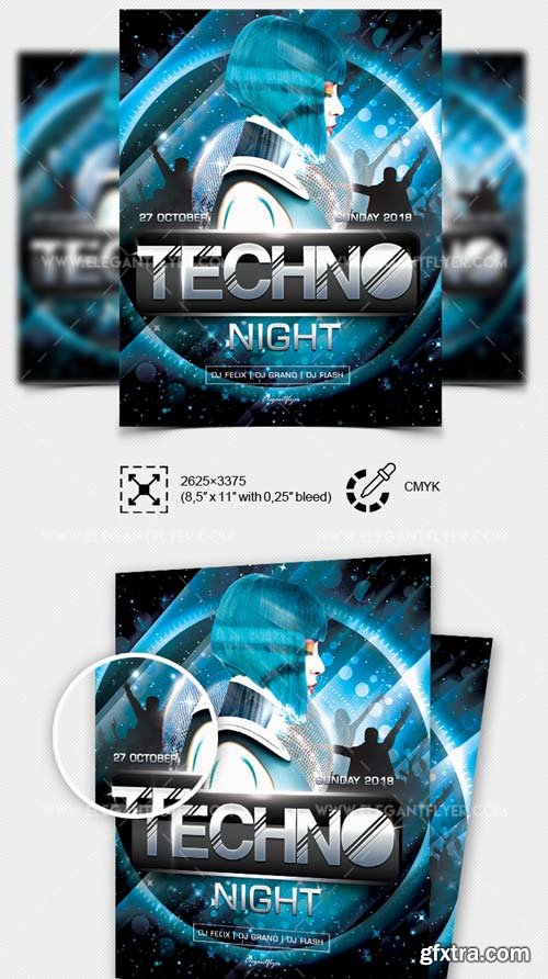 Techno Night V24 2018 PSD Flyer Template