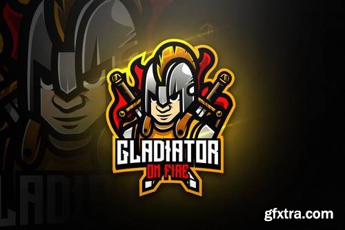 Gladiator on fire - Mascot & Esport Logo