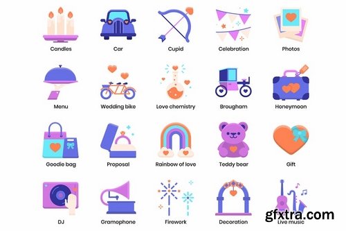 88 Wedding Flat Icons