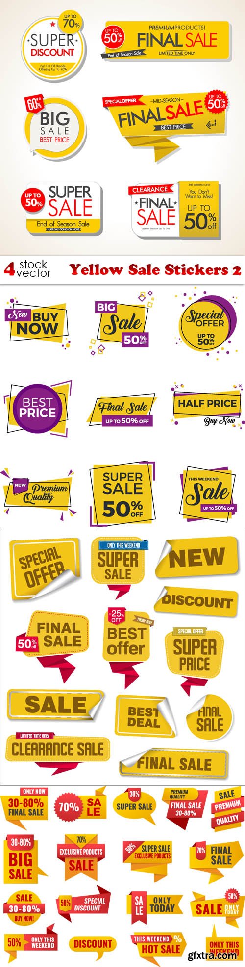 Vectors - Yellow Sale Stickers 2