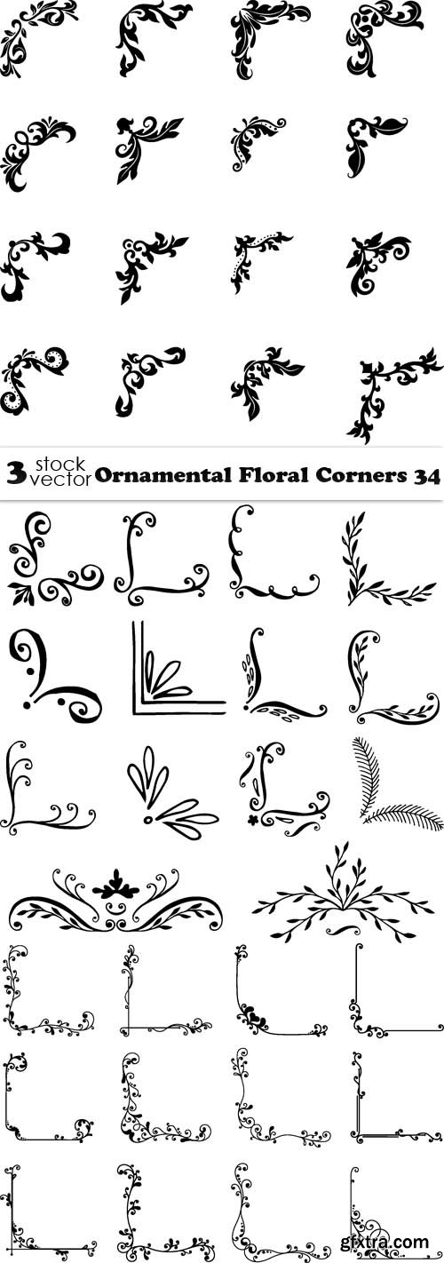 Vectors - Ornamental Floral Corners 34