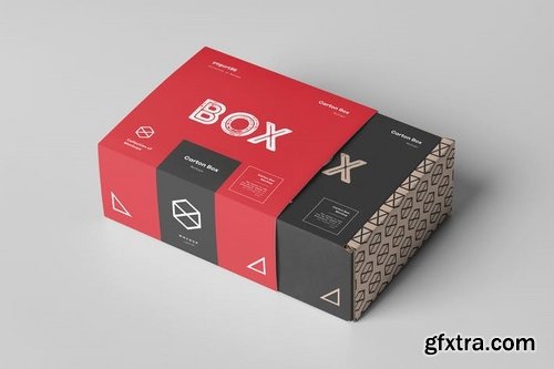 Carton Box Mockup 95x85x42 & Wrapper