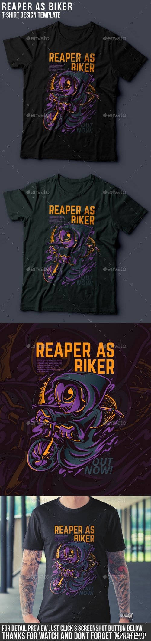 Graphicriver - Reaper As Biker T-Shirt Design 21055036