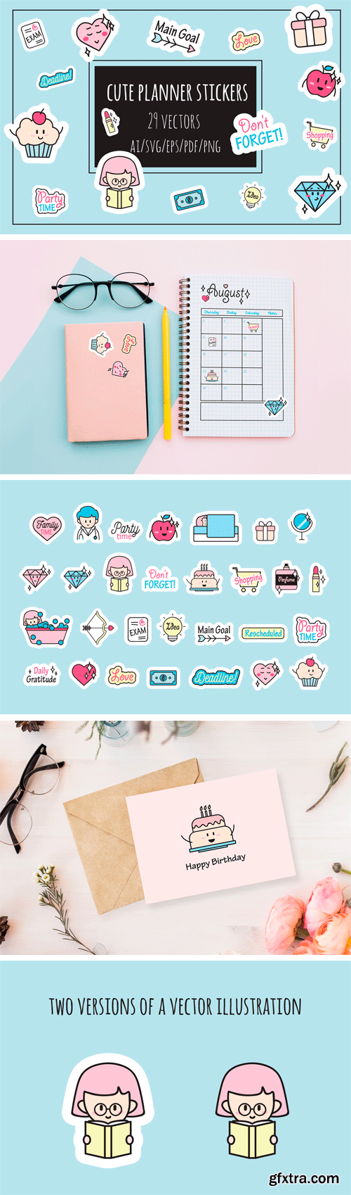 Designbundles - Cute Planner Stickers 134235