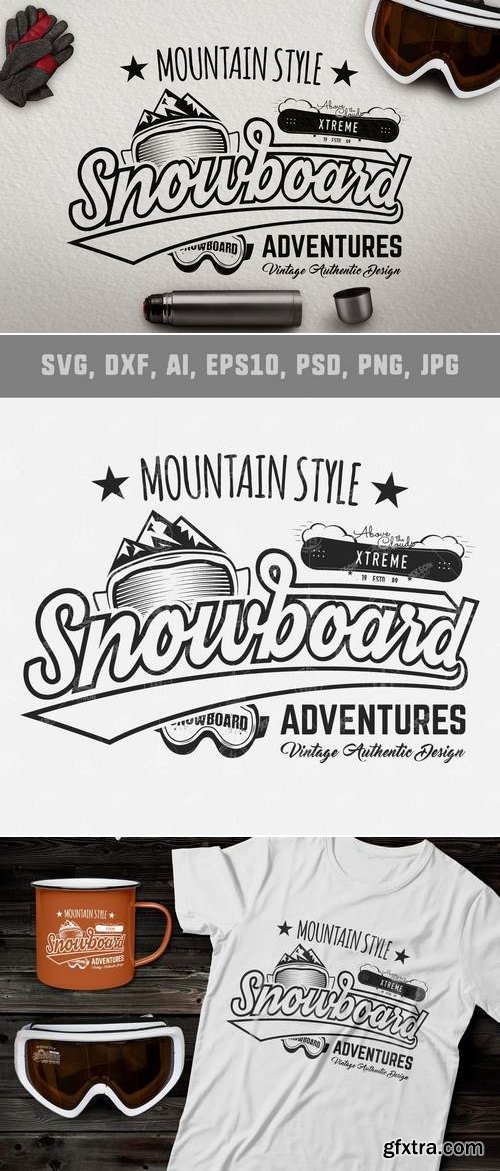 Vintage Snowboarding Tee Design / Winter Logo