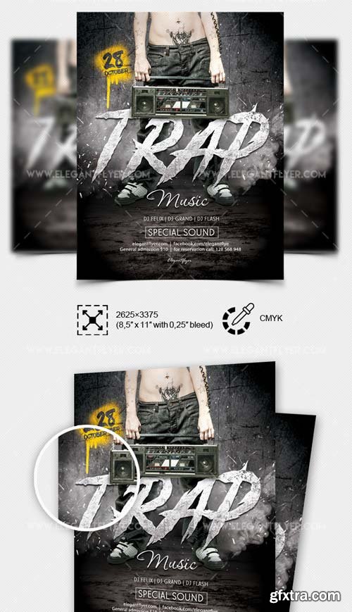 Trap Music V1 2018 Flyer PSD Template