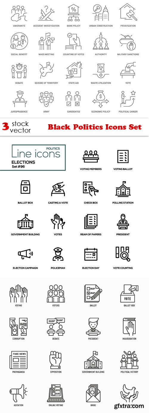 Vectors - Black Politics Icons Set