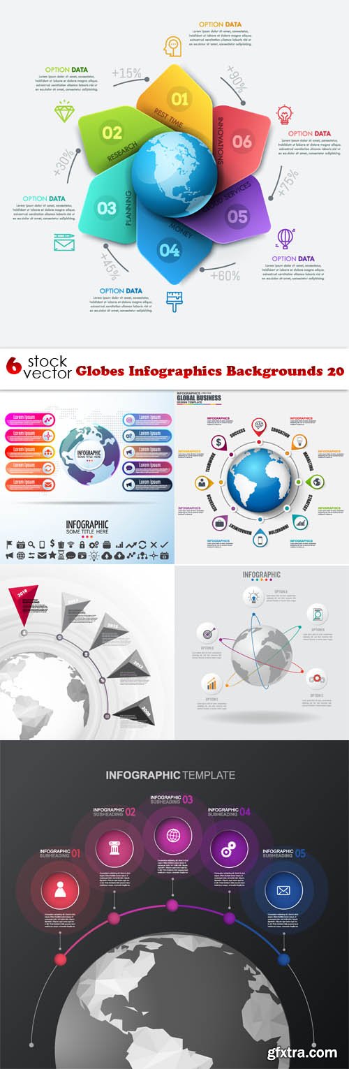 Vectors - Globes Infographics Backgrounds 20