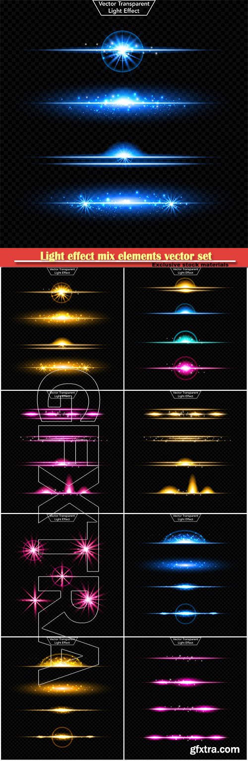 Light effect mix elements vector set