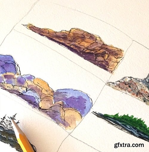 How to Paint Rocks Using Watercolor | Pen and Ink Details