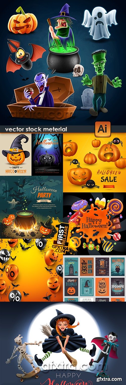 Happy Halloween holiday cartoon illustration collection 20