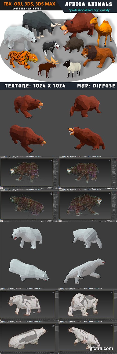 Cubebrush - Animals Africa Cartoon Collection - Animated 02