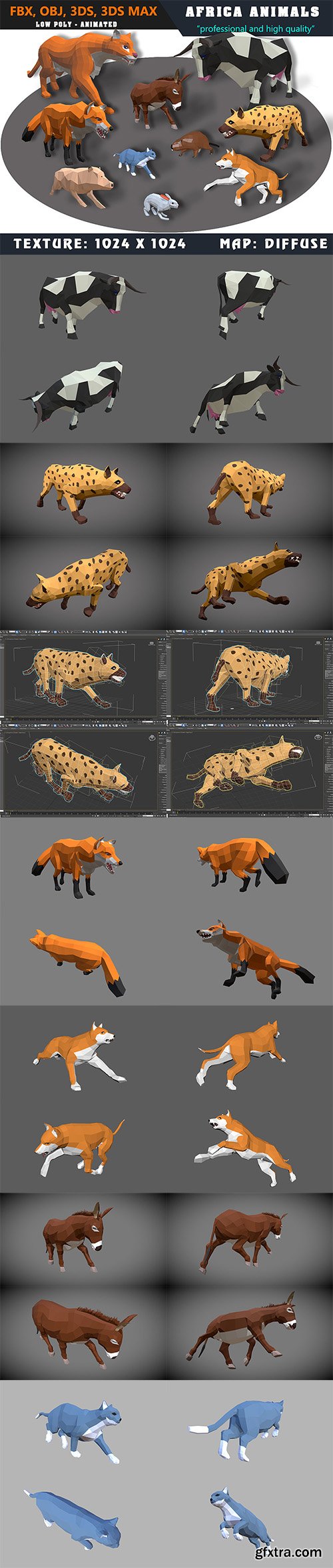 Cubebrush - Animals Africa Cartoon Collection - Animated 03