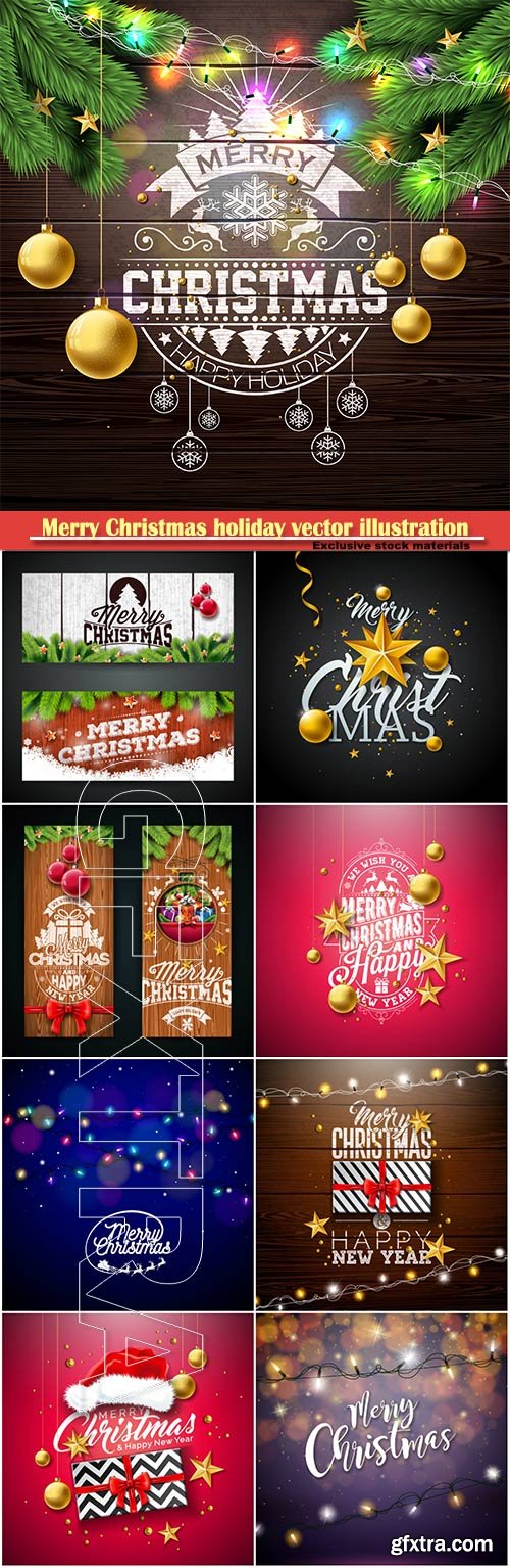 Merry Christmas holiday vector illustration