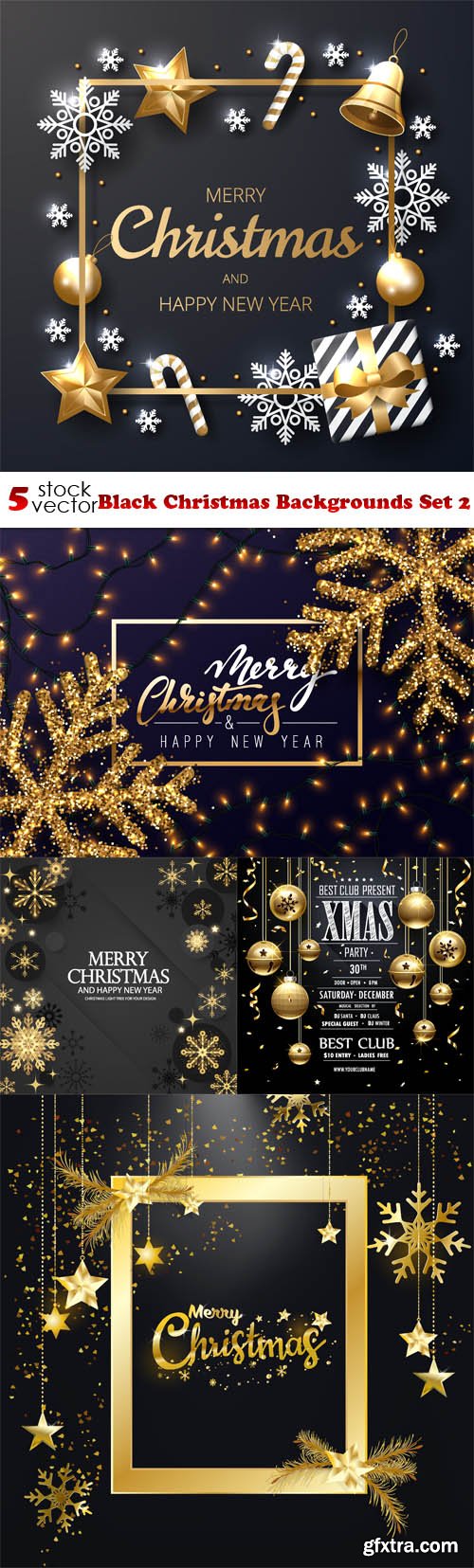 Vectors - Black Christmas Backgrounds Set 2