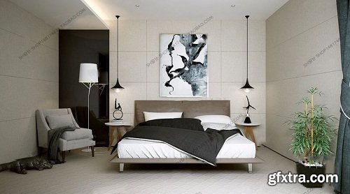 Modern Bedroom Interior Scene 13