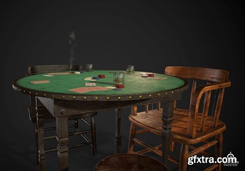 Pokertable Props set 3D Model