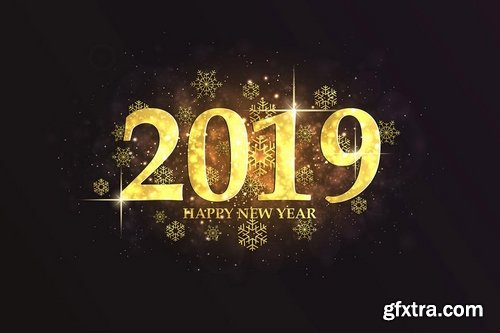 Happy New Year 2019 Golden Greeting Cards