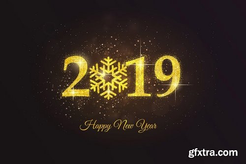 Happy New Year 2019 Golden Greeting Cards