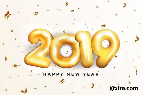 Happy New Year 2019 Golden Greeting Cards