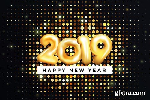 Happy New Year 2019 Golden Greeting Cards