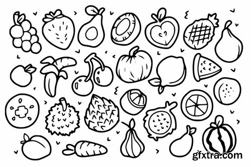 25 Exotic Fruit Doodles