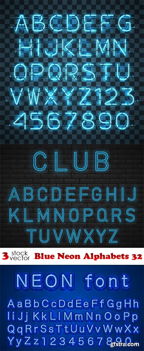 Vectors - Blue Neon Alphabets 32