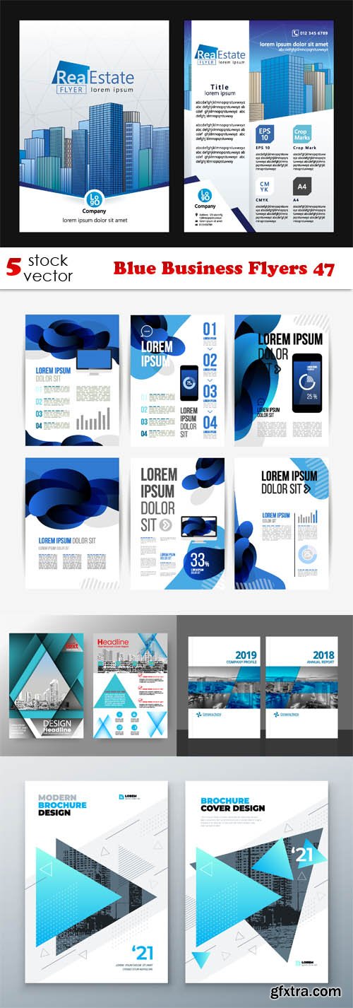 Vectors - Blue Business Flyers 47