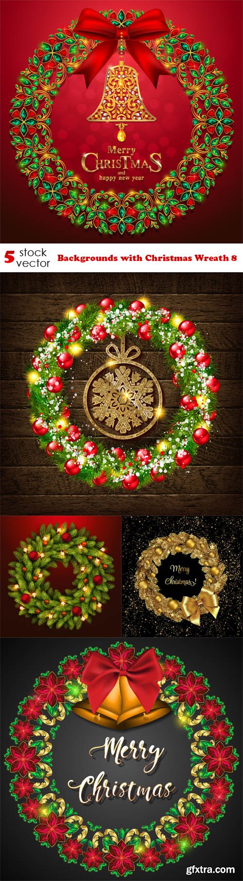 Vectors - Backgrounds with Christmas Wreath 8