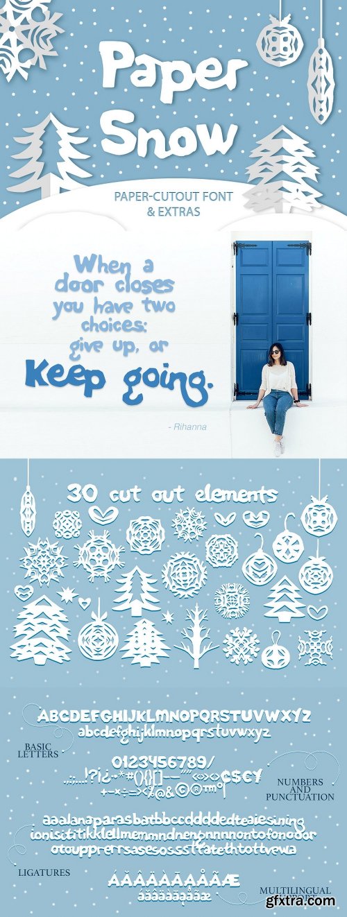 CreativeMarket Paper Snow Cut out font & Extras 2989331