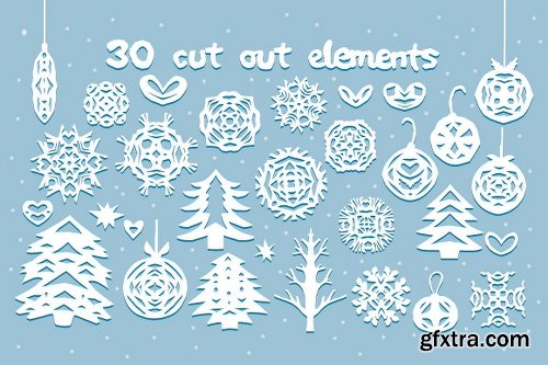 CreativeMarket Paper Snow Cut out font & Extras 2989331