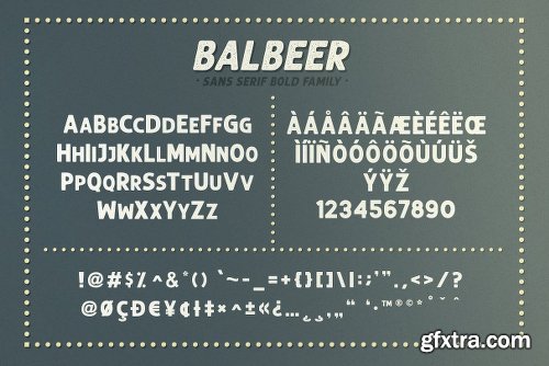 CreativeMarket BALBEER FONT FAMILY + BONUS 3060101