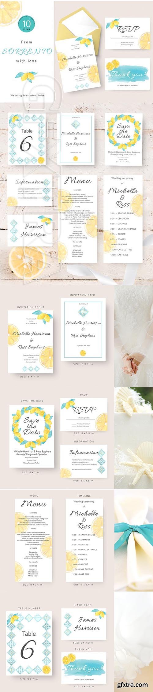 CreativeMarket - Lemon Wedding Invitation Suite 3107487