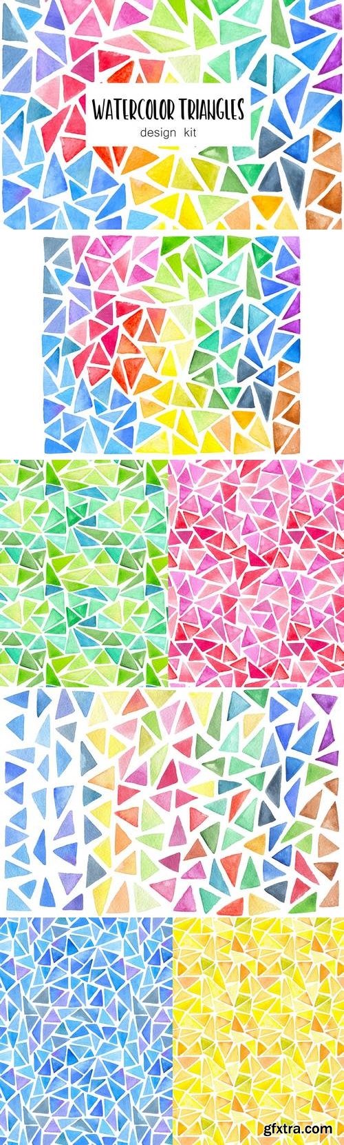 Watercolor Triangles Design Kit