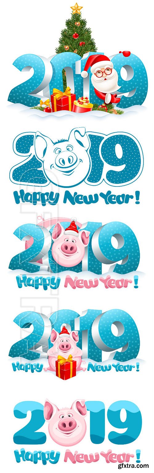 Merry Christmas and Happy New Year in vector illustration