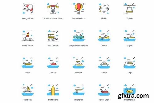 80 Transportation Modern Icons