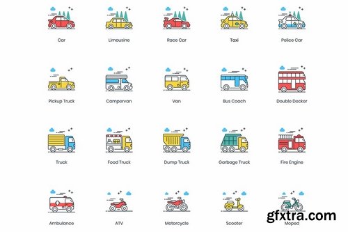 80 Transportation Modern Icons