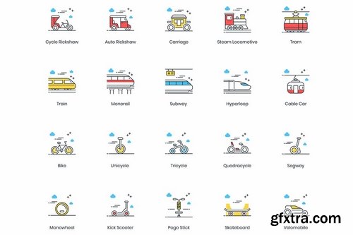 80 Transportation Modern Icons