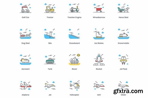 80 Transportation Modern Icons