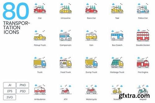 80 Transportation Modern Icons