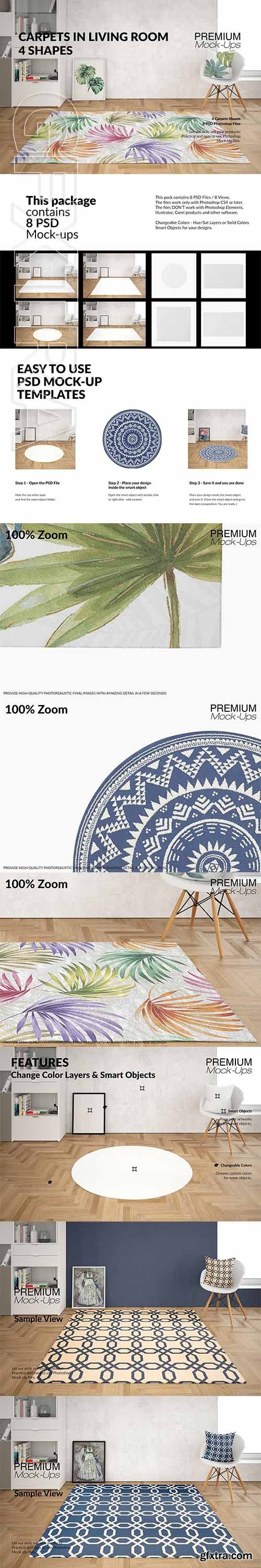 CreativeMarket - Carpets & Pillow in Living Room Set 2990331