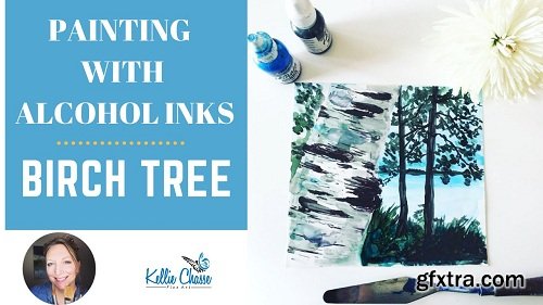 Painting With Alcohol Inks | Step By Step Birch Tree