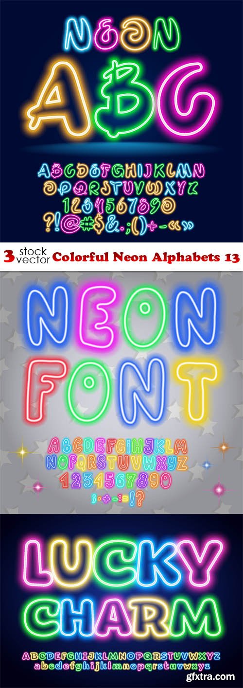 Vectors - Colorful Neon Alphabets 13