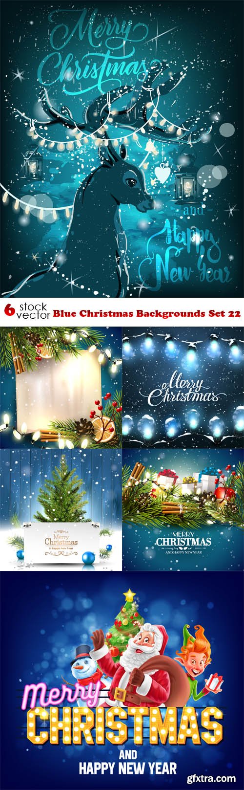 Vectors - Blue Christmas Backgrounds Set 22