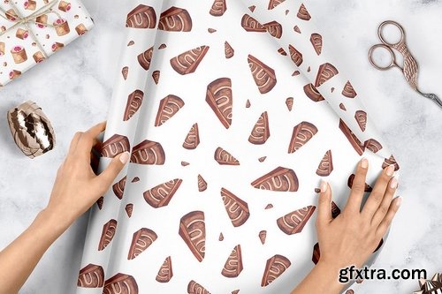 Watercolor Pastry Patterns