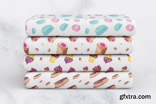 Watercolor Pastry Patterns