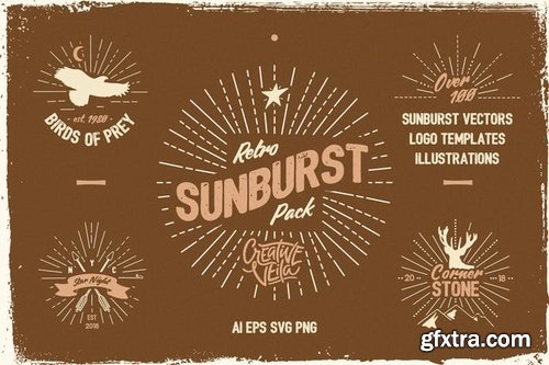 Vintage Glory Sunburst Vector Set