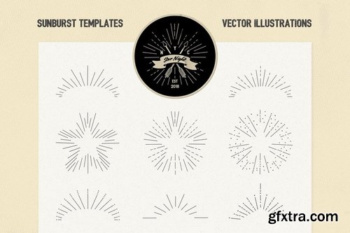 Vintage Glory Sunburst Vector Set