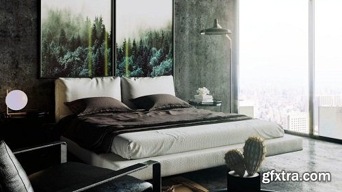 Modern Bedroom Interior Scene 15